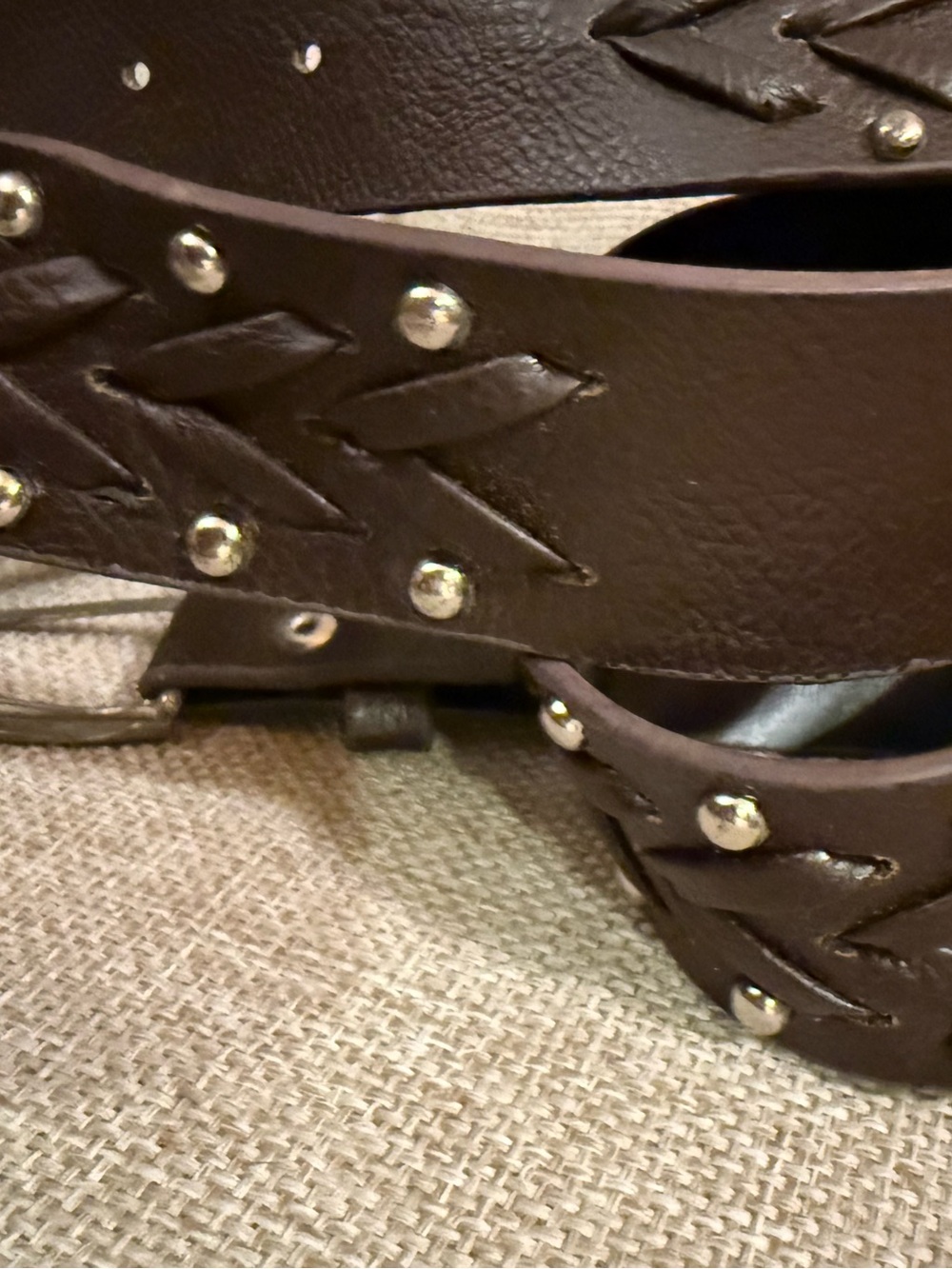 Women's Brown Braided Accent Belt rhinestones, braided western BoHo - Picture 4 of 4